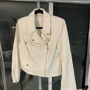Rachel Roy white denim biker jacket like new condition, size L